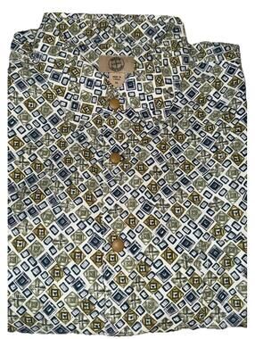 Travis Mathew Men's XL Button-Up Shirt w/ Geometric Pattern
